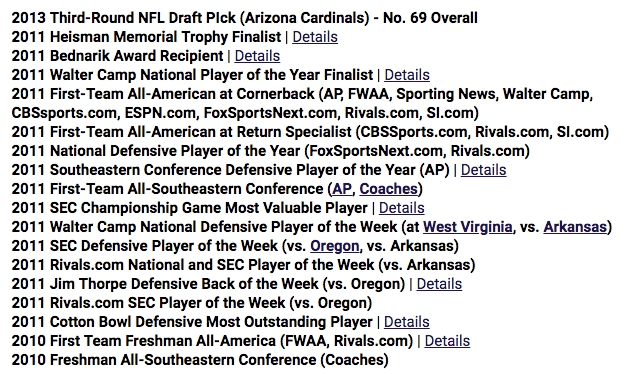 Sheadixon's tweet photo. Looking back at old #LSU rosters, and it still blows me away each time I see it.

Tyrann Mathieu - arguably the most popular player in program history - only started 14 games in college.

His bio sums up just how much you can accomplish in a short time... https://t.co/Hs8R0zRSja