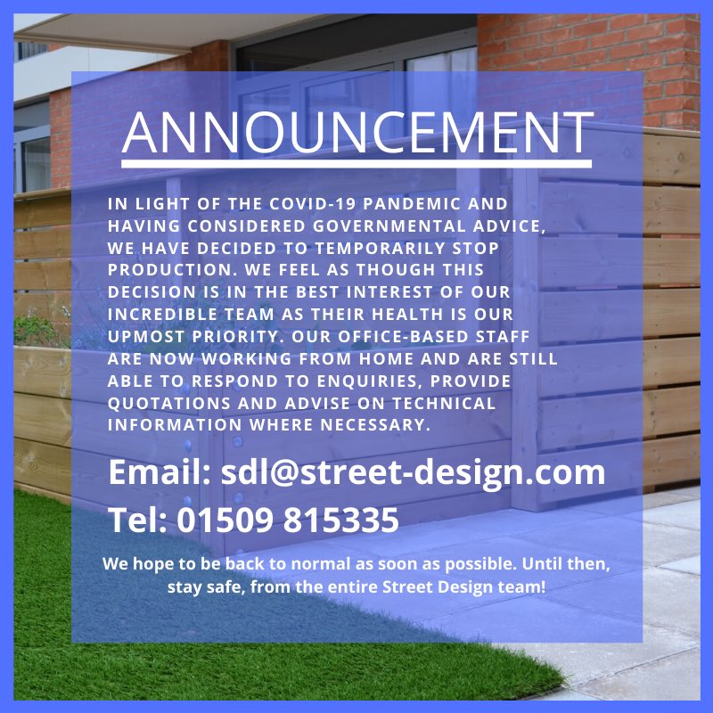 Street_Design1's tweet photo. ANNOUNCEMENT regarding COVID-19: https://t.co/dVoUXDHisq