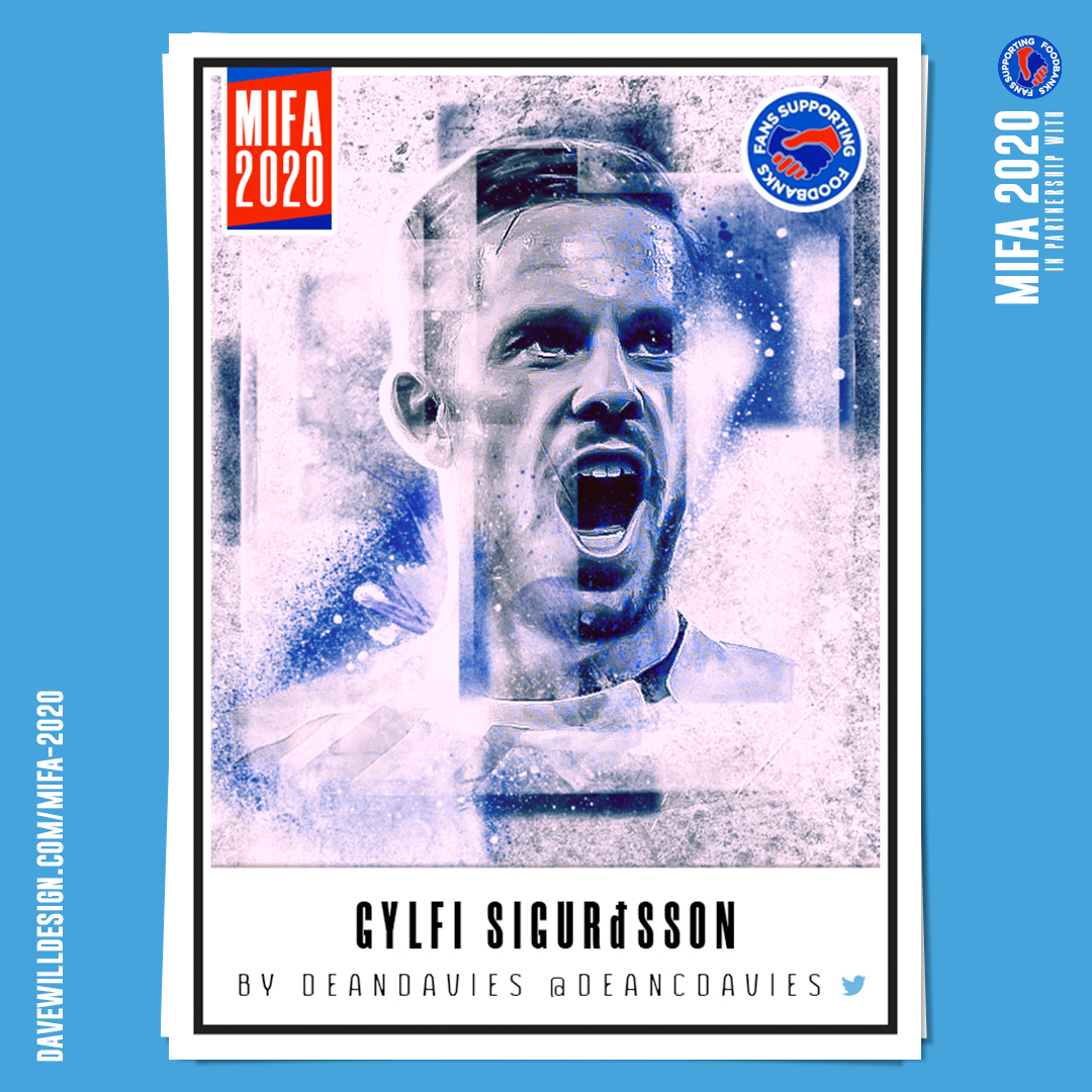 Gylfi Sigurdsson by  @deancdavies for the   #MIFA2020 Project to help raise funds for  @SFoodbanks . See all the submissions so far at  https://davewilldesign.com/mifa-2020...