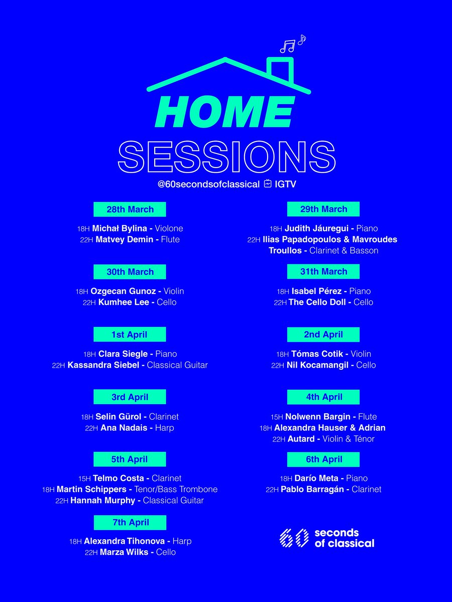 60classical's tweet photo. 🎶"Home Sessions" by 60 Seconds of Classical on IGTV.

Save your seat on the couch and enjoy the concerts these amazing musicians prepared for you!

https://t.co/DcKOCnwoXF

#stayhome #classicalmusic #60secondsofclassical https://t.co/CAKgwUeGIg