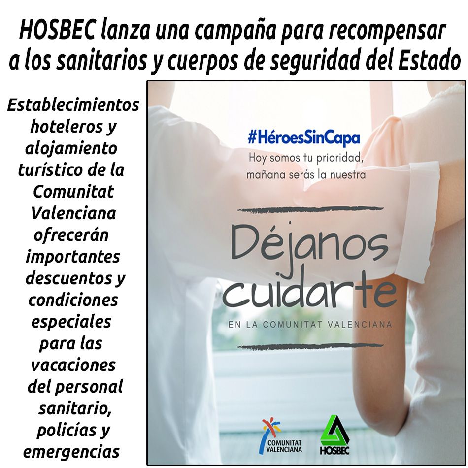 hosteleriaenvlc's tweet photo. HOSBEC LANZA UNA CAMPAÑA PARA RECOMPENSAR A LOS SANITARIOS Y CUERPOS DE SEGURIDAD DEL ESTADO
https://t.co/bOz904CWHl
@HOSBEConline #HOSBEC #HosteleriaEnValencia #Campaña #Recompensar #Sanitarios #CuerposSeguridadEstado #Descuentos #CondicionesEspeciales #Vacaciones https://t.co/Y3rgp8Vtrc