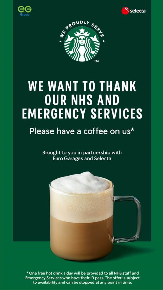 We want to thank our NHS and Emergency Services for everything they're doing in this uncertain time. Please have a coffee on us.