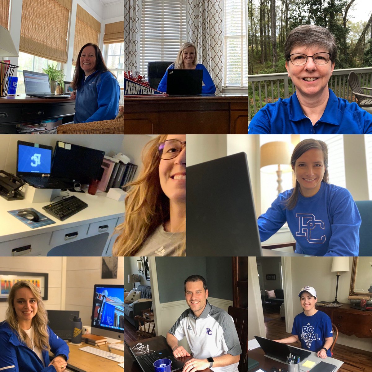 ScotsmanClub's tweet photo. We may be working from home, but our advancement staff are still wearing their blue for #BluePrideFriday! Are you wearing blue today? Reply with your pictures below and use #BluePrideFriday https://t.co/wAicsYu1CI