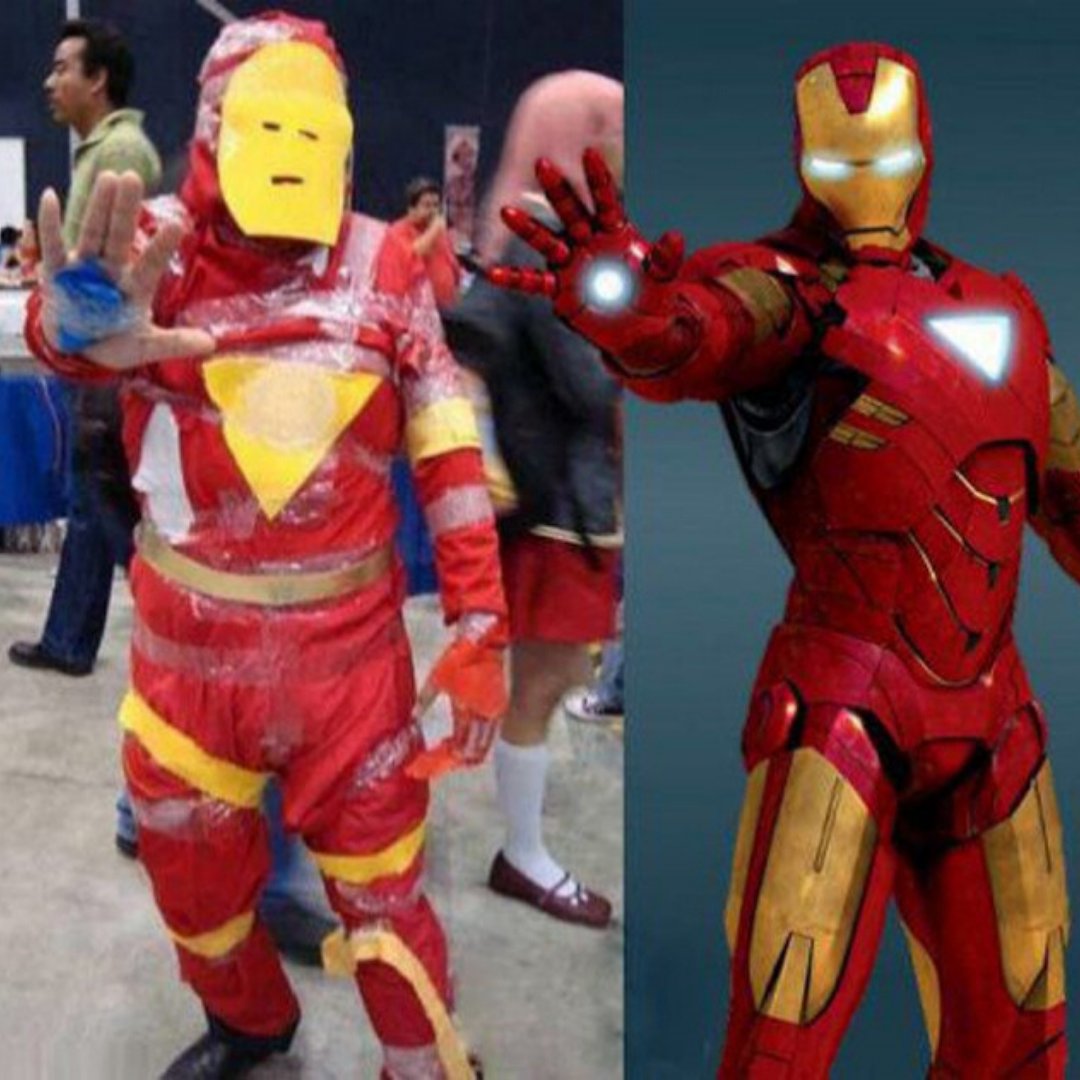 Si el de la derecha es Iron Man, ¿qué nombre pondrías al superhéroe de la izquierda? 😆 #humorHCC #fail