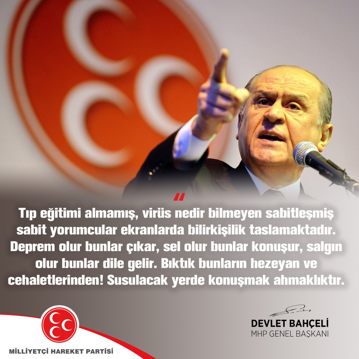 MHP_Bilgi's tweet photo. Tıp eğitimi almamış, virüs nedir bilmeyen sabitleşmiş sabit yorumcular ekranlarda bilirkişilik taslamaktadır. Deprem olur bunlar çıkar, sel olur bunlar konuşur, salgın olur bunlar dile gelir. Bıktık bunların hezeyan ve cehaletlerinden! Susulacak yerde konuşmak ahmaklıktır. https://t.co/5rYRtCjPci