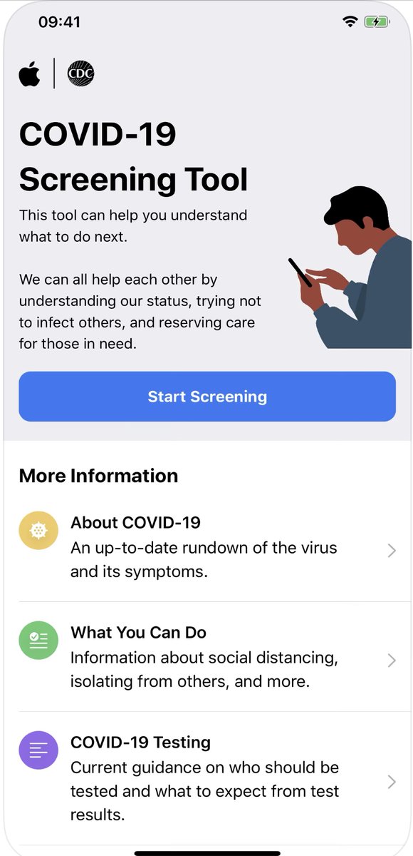 Techonefive's tweet photo. آبل تطلق تطبيق خاص بـ  #COVID19 ، حيث يقدم التطبيق نصائح عامة لمواجهة الڤايروس اضافة للاجراءات الصحية المفروض إتباعها 

حمل التطبيق من هنا : 
https://t.co/2n7o1ow1sG

#StayHome https://t.co/5cKfibwU6X