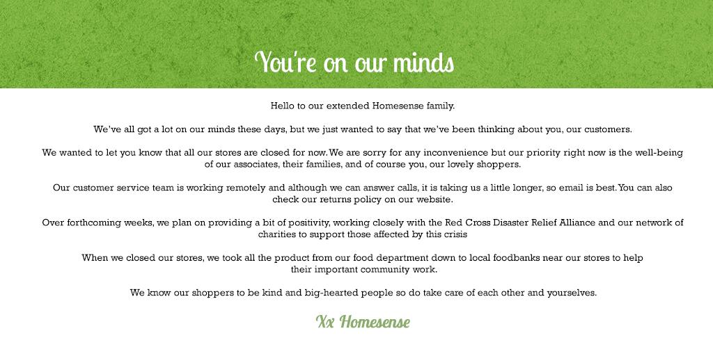 We’re thinking of you and looking forward to the days when a reunion is on the cards. In the meantime, stay well and take care of each other and yourselves. Thank you for being a part of our family. You can check our extended returns policy here bit.ly/3btFbWU