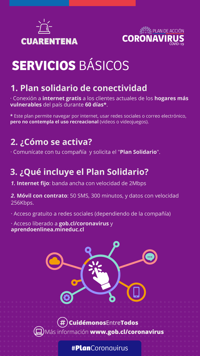 Con el fin de alivianar el bolsillo del 40% de la población más vulnerable, el Pdte. entregó nuevas medidas para ayudar en los pagos de cuentas de agua y alcantarillado, internet y luz eléctrica durante el Estado de Catástrofe. #CuidémonosEntreTodos gob.cl/coronavirus/