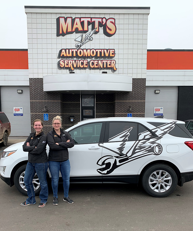 Happy Friday everyone! Let Sidney and Lisa pick up and drop off your vehicle for FREE 🚗 Call us at our Fargo 701.478.3888 or Collision Center 701.356.2988 
location and we will get your vehicle in for service with limited person to person contact! #MattsAutoFM #BetheStandard