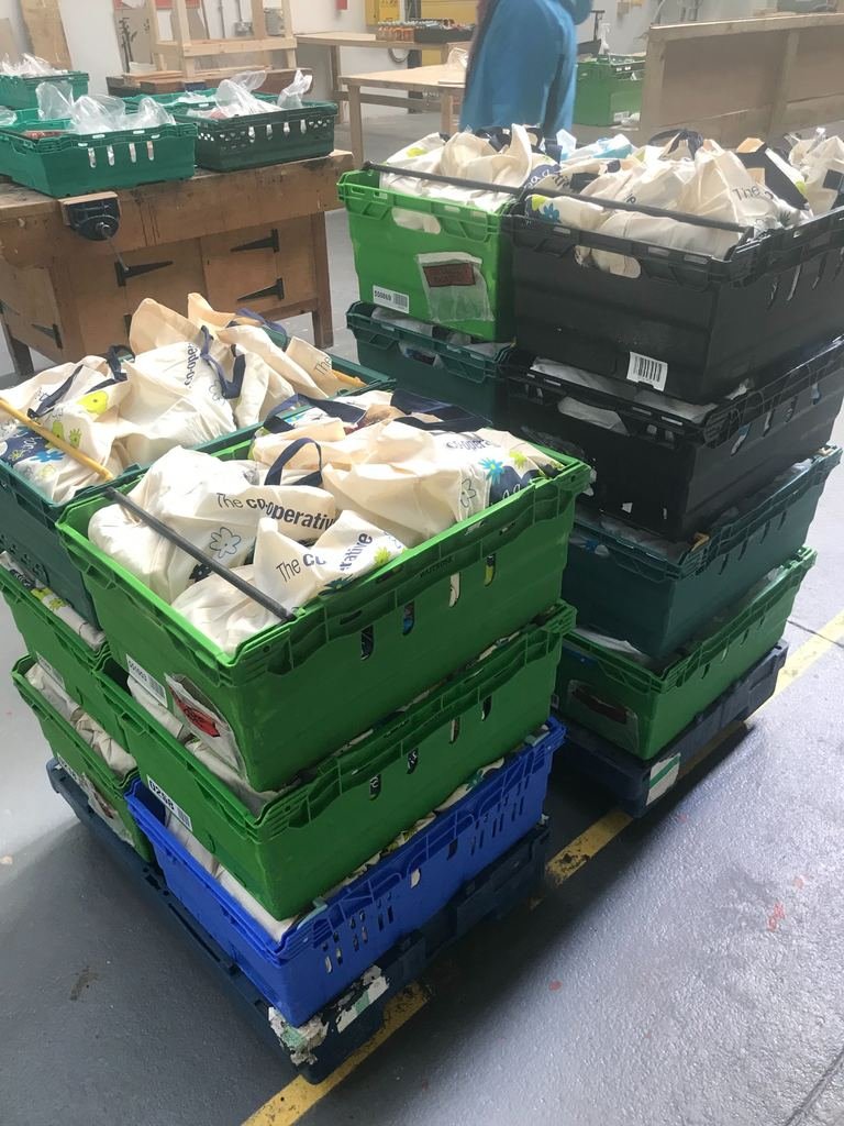 TheMagicHatCafe's tweet photo. Some of the 800 bags of food that went out today to local charities! Thanks you to our wonderful volunteers and friends @FareShare_NE @NewcastleCC #Newcastle #feedbelliesnotbins #CoronaLockdown 
Keep an eye on our website and FB page for our every changing plans moving forward https://t.co/ZmvRnBEFgB