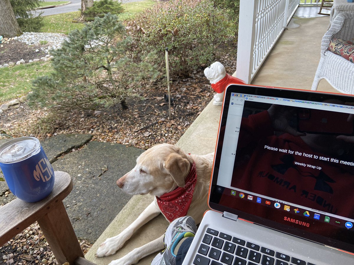 Staying put and connecting with my class in a different way. It is always great to see their smiles and hear them chatting ❤️. MJ got to join in the fun too. Stay well!