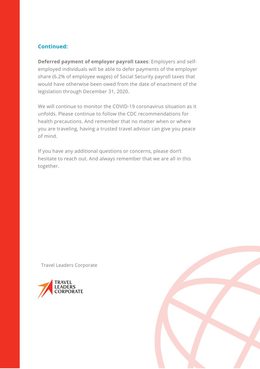 Congress passes the historic #Cares act, a $2 trillion #ReliefBill w/ provisions for American #smallbusiness &amp; our #travel industry. Thanks to everyone who lobbied our politicians for support, especially <a href="/ASTAadvisors/">ASTA - American Society of Travel Advisors</a>. 

Here are some key points from the bill ... 

#TLCorporate