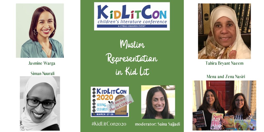 KidLitCon (@kidlitcon) on Twitter photo Let’s talk about this would’ve-been #KidLitCon2020 session on #muslimkidsbooks - celebrate what's good and look at how far we still need to go, with @jasminewarga, <a href="/SimanNuurali/">Siman Nuurali</a>, #TahiraBryantNaeem, and <a href="/GirlsCrescent/">Girls of the Crescent</a>. Moderator #SainaSajjadi. #SupportIndieBookstores Let’s talk about this would’ve-been #KidLitCon2020 session on #muslimkidsbooks - celebrate what's good and look at how far we still need to go, with @jasminewarga, <a href="/SimanNuurali/">Siman Nuurali</a>, #TahiraBryantNaeem, and <a href="/GirlsCrescent/">Girls of the Crescent</a>. Moderator #SainaSajjadi. #SupportIndieBookstores