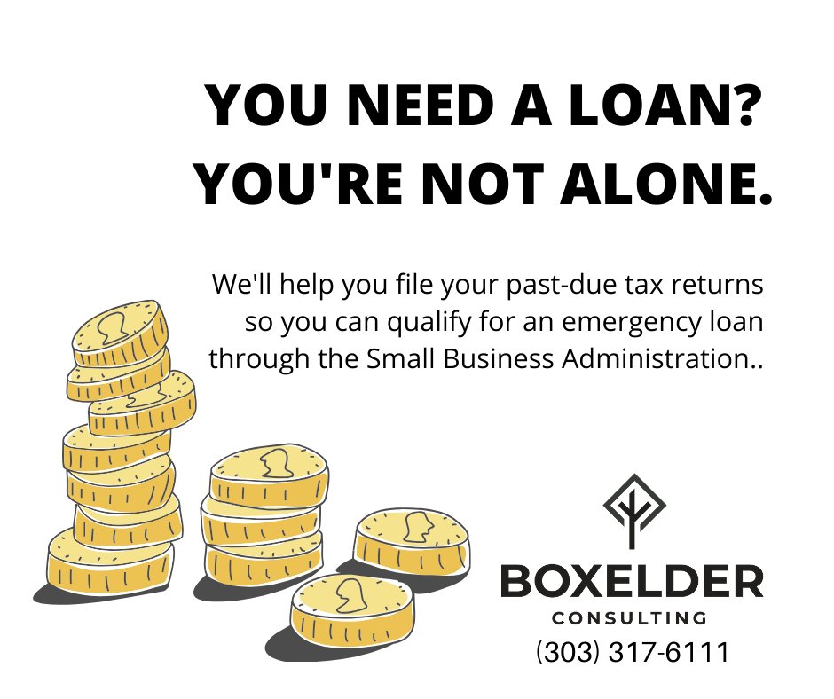 boxelderconsult's tweet photo. Make sure you're up to date on your tax returns so you can qualify for an emergency loan to help keep your business afloat. https://t.co/yFUG8864bp
