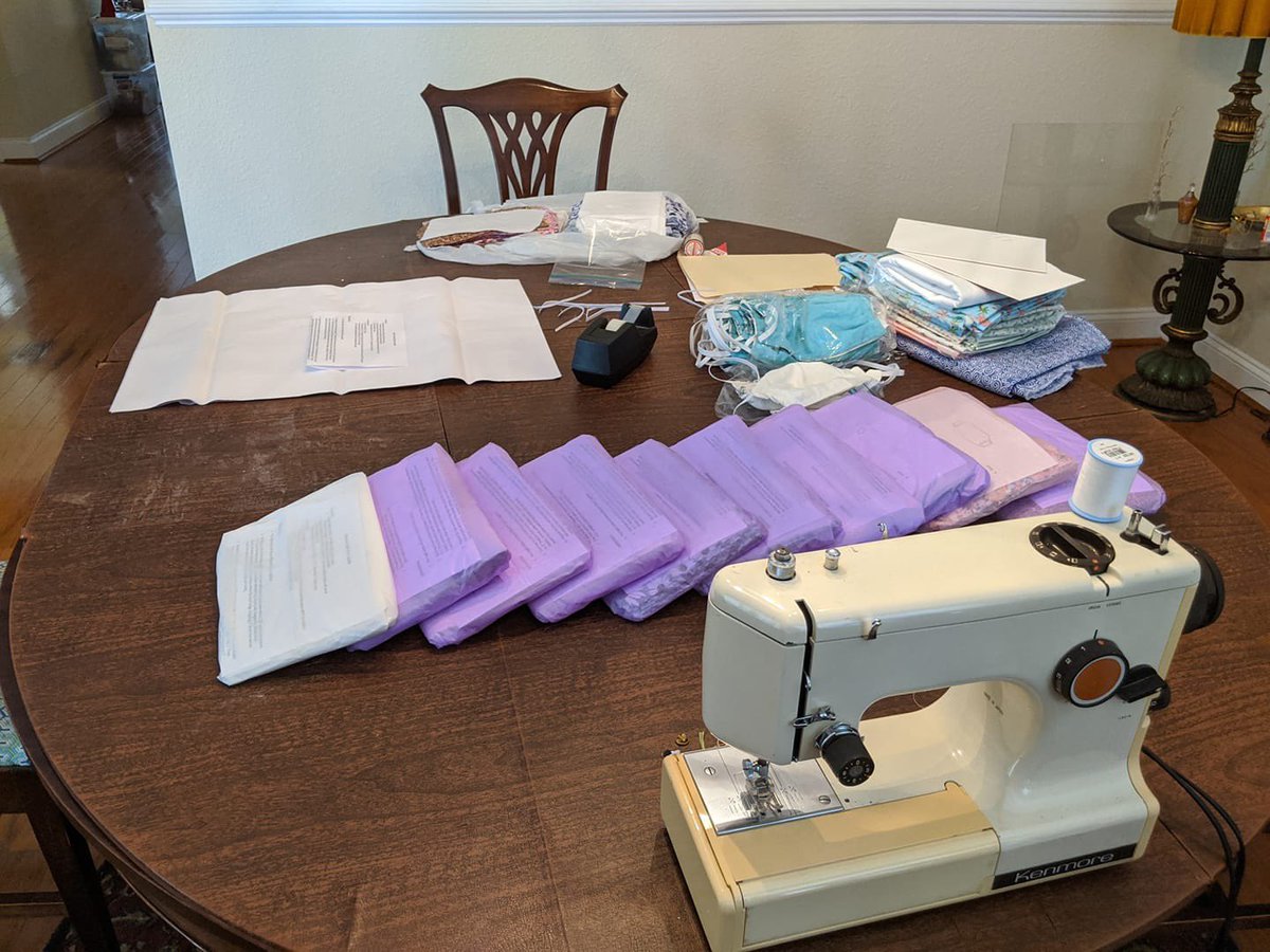 I hope everyone is self-isolating &amp; washing your hands. I'm working w/ a group of volunteers to make masks. 150 have been distributed and there are 500+ in the process of being created. I need a few more sewers. I'll deliver a kit to make 20. Message me! #coronavirus
