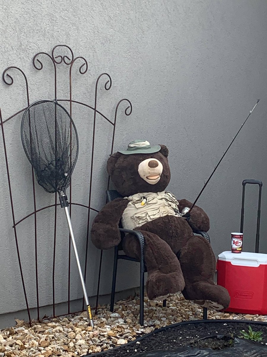 ERamseyMath's tweet photo. My parents have a giant bear named Bubba, and he has been getting up to some shenanigans to pass the time during this period of #socialdistancing! I’ll keep you posted! #WheresBubba https://t.co/HEQUIOGGyK