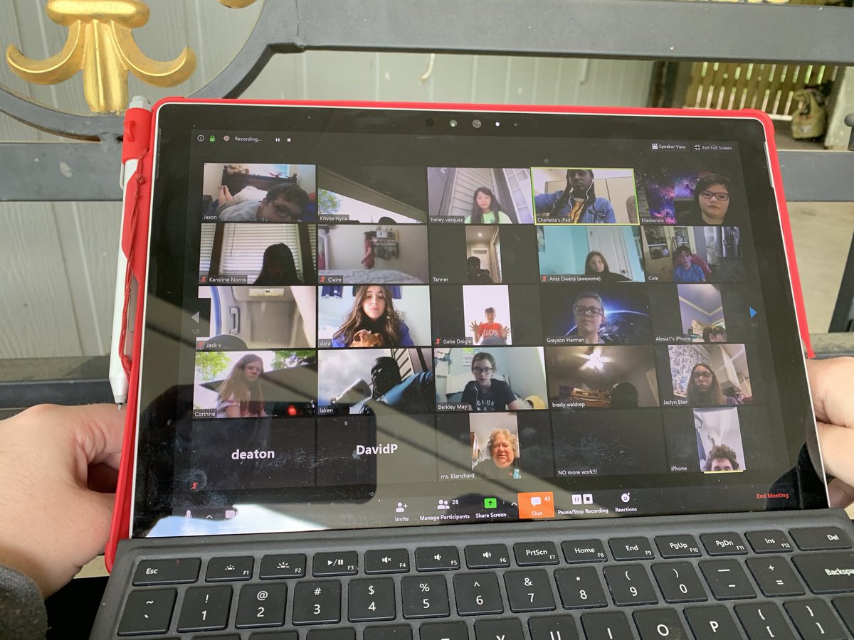 Khyde3428's tweet photo. Shoutout to the greatest para ever @mjbjrbctb Mrs. Blanchard joining in on our class Zoom meeting saying hello to@our BUCS! 72 kids on Zoom!! It was a very busy morning @GoBucsSJHS #southsideALLin #HydeAndTeach #6thgradeinprogress #zoommeetings #virtuallearning https://t.co/9jenbhDZMY