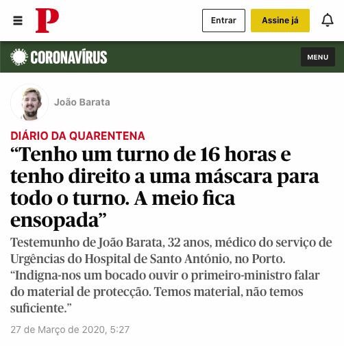 Através de denúncias que recebemos e validámos, ficámos a saber que o autor do artigo não pertence, nem pertenceu em momento algum, à equipa COVID-19 e que o seu depoimento é impreciso e, por vezes, falso. O Público tem de verificar antes de publicar.