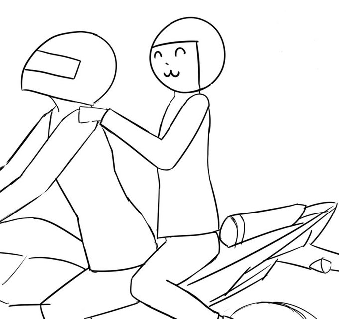 今日バイト先の人が色々あって帰れなくなって、
バイクで送ってあげたら喜んで貰えたので何より。

でもまさかこんな乗り方するとは...
3人乗りかな?? 