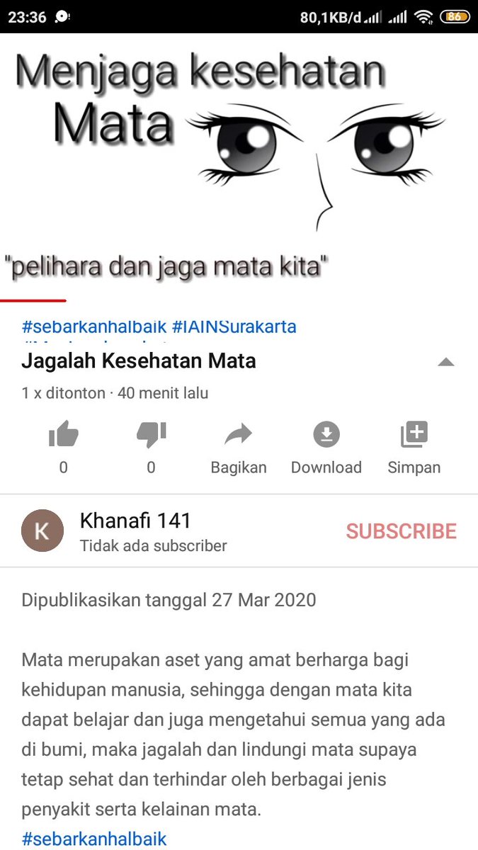 Muh_nafi33's tweet photo. Jagalah Kesehatan Mata
Mata merupakan aset yang amat berharga bagi kehidupan manusia, sehingga dengan mata kita dapat belajar dan juga mengetahui semua yang ada di bumi.
#sebarkanhalbaik
#IAINSurakarta
#meenjagakesehatan(TI)Kel1 https://t.co/MkUGb1wzVB