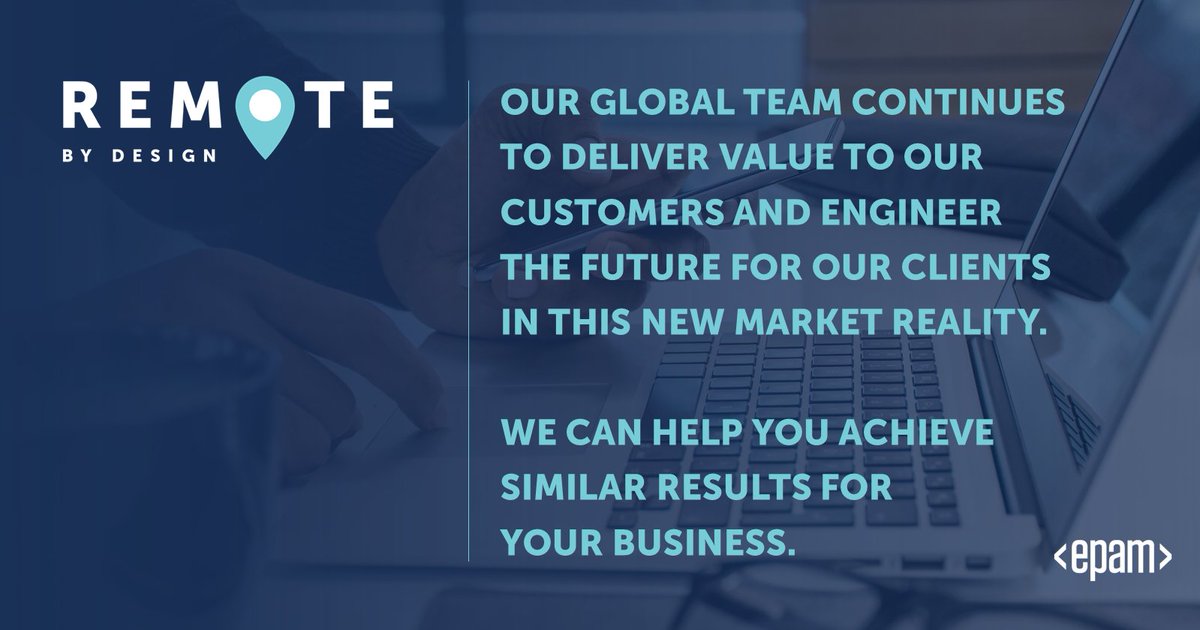 EPAMSystems's tweet image. EPAM’s Remote by Design enables borderless collaboration – reliably, securely and productively. Learn more: ow.ly/l9aB50yVeft #RemoteByDesign #workfromhome