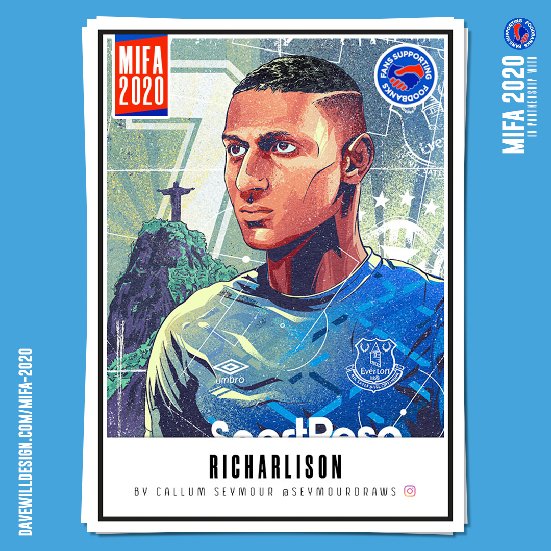  @richarlison97 Elite Edition by Seymour Draws for the   #MIFA2020 Project to help raise funds for  @SFoodbanks . See all the submissions so far at  https://davewilldesign.com/mifa-2020...