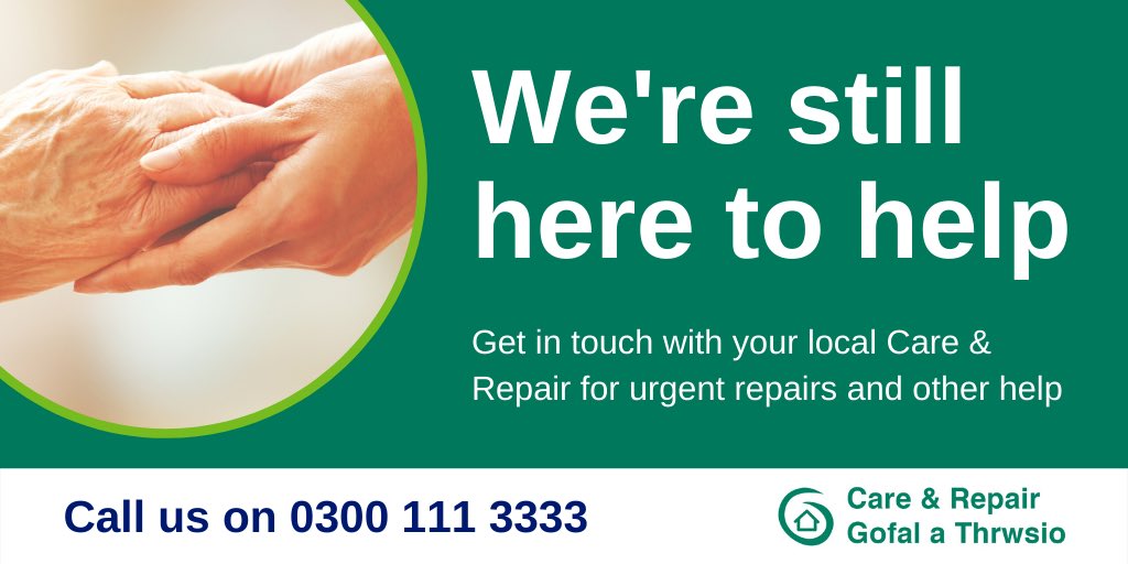 Chris_CRCymru's tweet photo. Care &amp; Repair Agencies across Wales are still here to help. Using safe working practices, hygiene and social distancing, we’re still completing works in clients homes that helps safe hospital discharges, and urgent work that prevents admissions. @CRCymru @CadanPR @juliet_CRCymru https://t.co/6vOGZLcpno