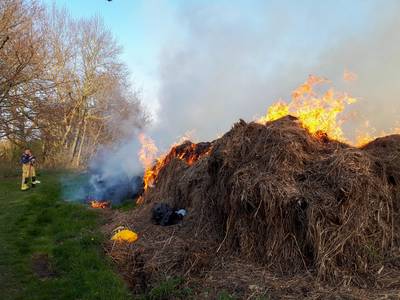 Brand in flinke stapel gras kan voor urenlange stankoverlast zorgen in Eindhoven..