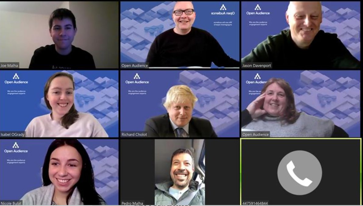 End of week catch up with Team <a href="/OpenAudience/">OpenAudience</a>.  So nice of the PM to drop in :-) Stay safe all and everyone, put virtual arms around your families and those you hold dear.  Happy weekend #keepsafe #staystrong #StayHomeSaveLives