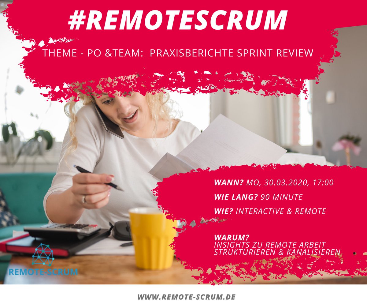 YourAgilizer's tweet image. #Praxisberichte #Sprint #Review, ein weiterer Schritt in die #Remote-Welt, Mo, 30.03.2020:
In dieser Session wollen wir aus mehreren Praxisberichten Eindrücke gewinnen und aufbauend uns zum Thema austauschen.Anmeldung hier: bit.ly/2UnRVZy 

#scrum #remote #remotescrum
