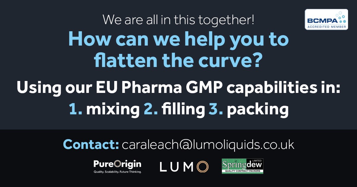 Let us know if our capabilities can help you go faster – our team is here to help against the COVID-19 battle! With 25yrs+ experience working in the pharma,food,nicotine &amp; CBD industries we've got a wealth of skills that we can put to good use to help #manufacturing #COVID19