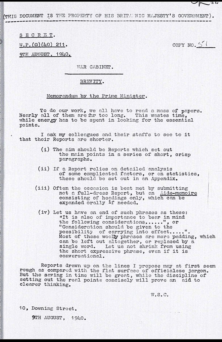 michele_geraci's tweet photo. Leadership! Il famoso memo di #Churchill di cui si e' parlato recentemente. Chiedeva ai suoi #ZeroFuffa e #bulletpoints
Era il metodo di lavoro che cercavo di impostare al #MiSe, e #ICE, chi apprezzava, chi criticava, normale.
#coronavirus #COVID19 #COVID2019 #BorisJohnson https://t.co/LoqKBPfJhn