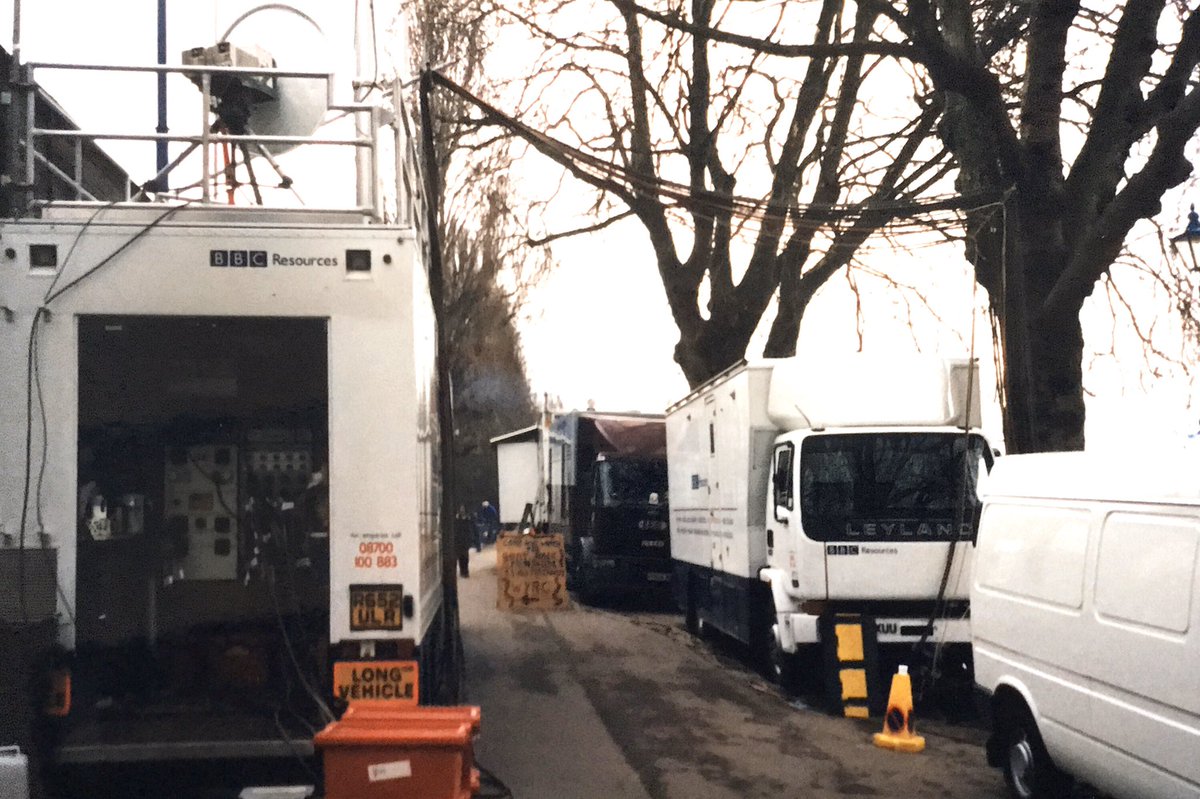 stevechalles's tweet photo. Archive OB pics - 3 of 6: No University Boat Race from Putney to Mortlake this coming weekend, so a look back at the OB Units on the towpath at Putney over the years; here’s the late 90’s with #BBCOutsideBroadcasts in the BBC Resources era (2 different years in these pics) https://t.co/twJiE2k8S2