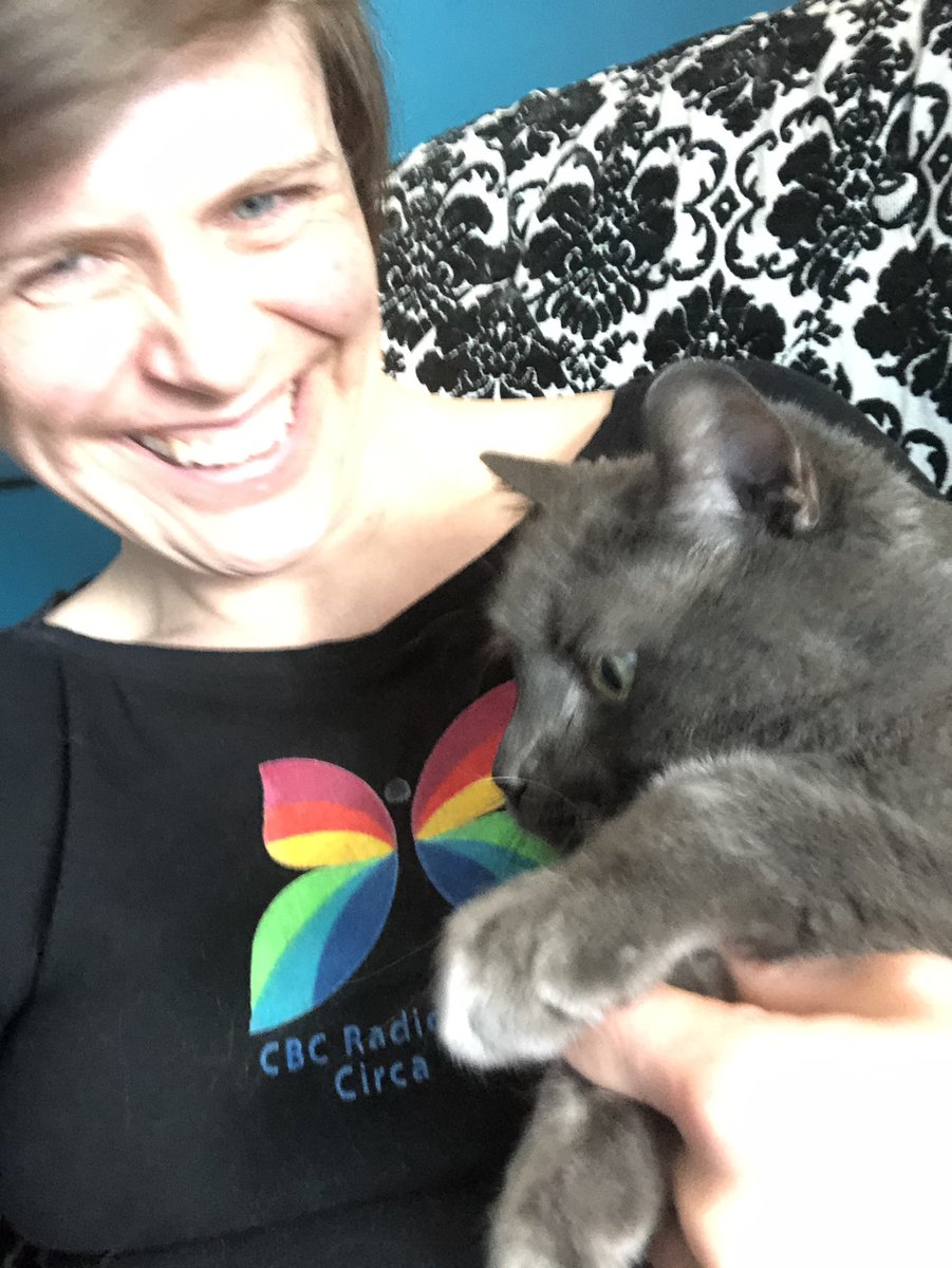 tcyfuller's tweet photo. Apparently Syd’s averse to selfies. But it’s T-shirt Friday at @CBCCalgary and I want to win a pillow!🥳 #cbccalgarytogether #cbcatwork This one’s for you, @alishaedgelow. https://t.co/Q05ixx6nP2