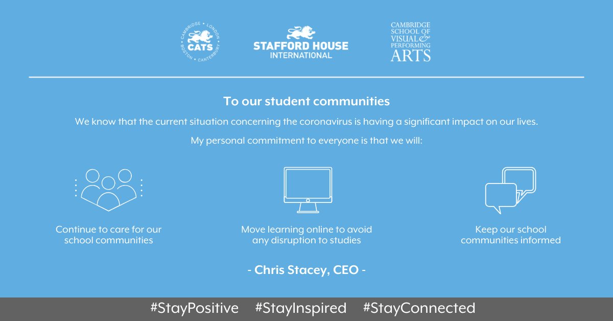 A message from our CEO, Chris Stacey To read the full announcement, click here: catscolleges.com/news/view,coro… #stayconnected #internationaleducation #staypositive #stayinspired #coronavirus #covid19 #leadership