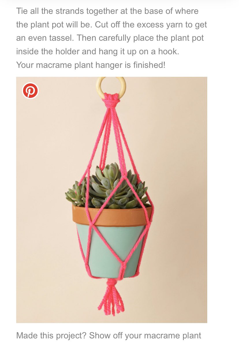 Got some extra yarn? Make a plant hanger!
