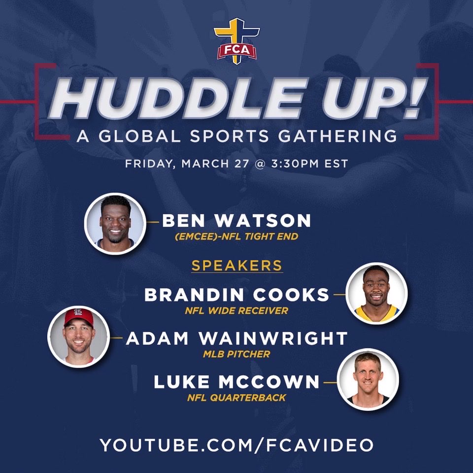 Really looking forward to this conversation today with some of my favorite athletes <a href="/brandincooks/">Brandin Cooks</a> <a href="/BenjaminSWatson/">Benjamin Watson</a> and <a href="/LukeMcCown/">Luke McCown</a>! Join us today at 3:30 pm EST YouTube.com/fcavideo @PAOtoday @fcanews