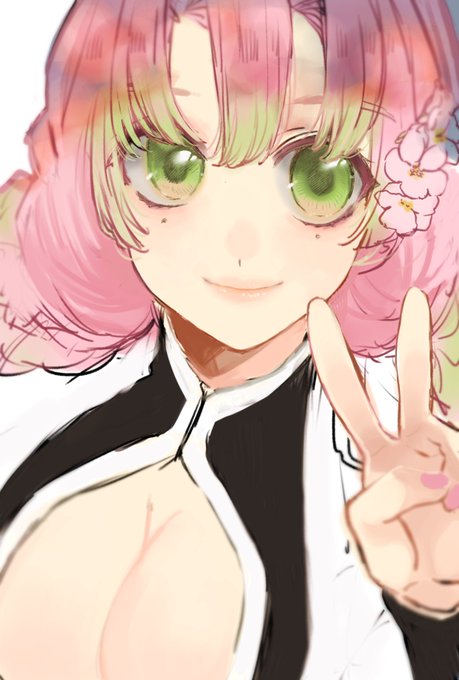 ちほさんがTwitterに投稿した甘露寺蜜璃(鬼滅の刃)のイラスト。