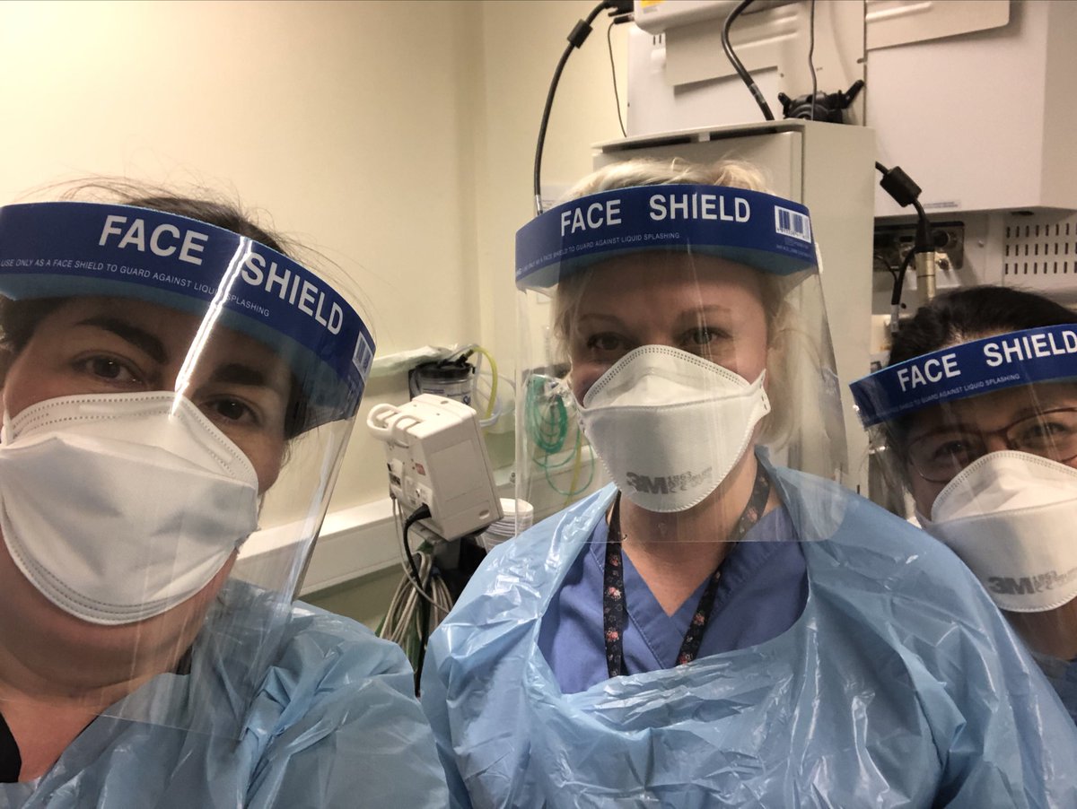 Endoscopy PPE selfie ⁦<a href="/UHDBTrust/">University Hospitals of Derby and Burton NHS FT</a>⁩. Fantastic team - well done all x