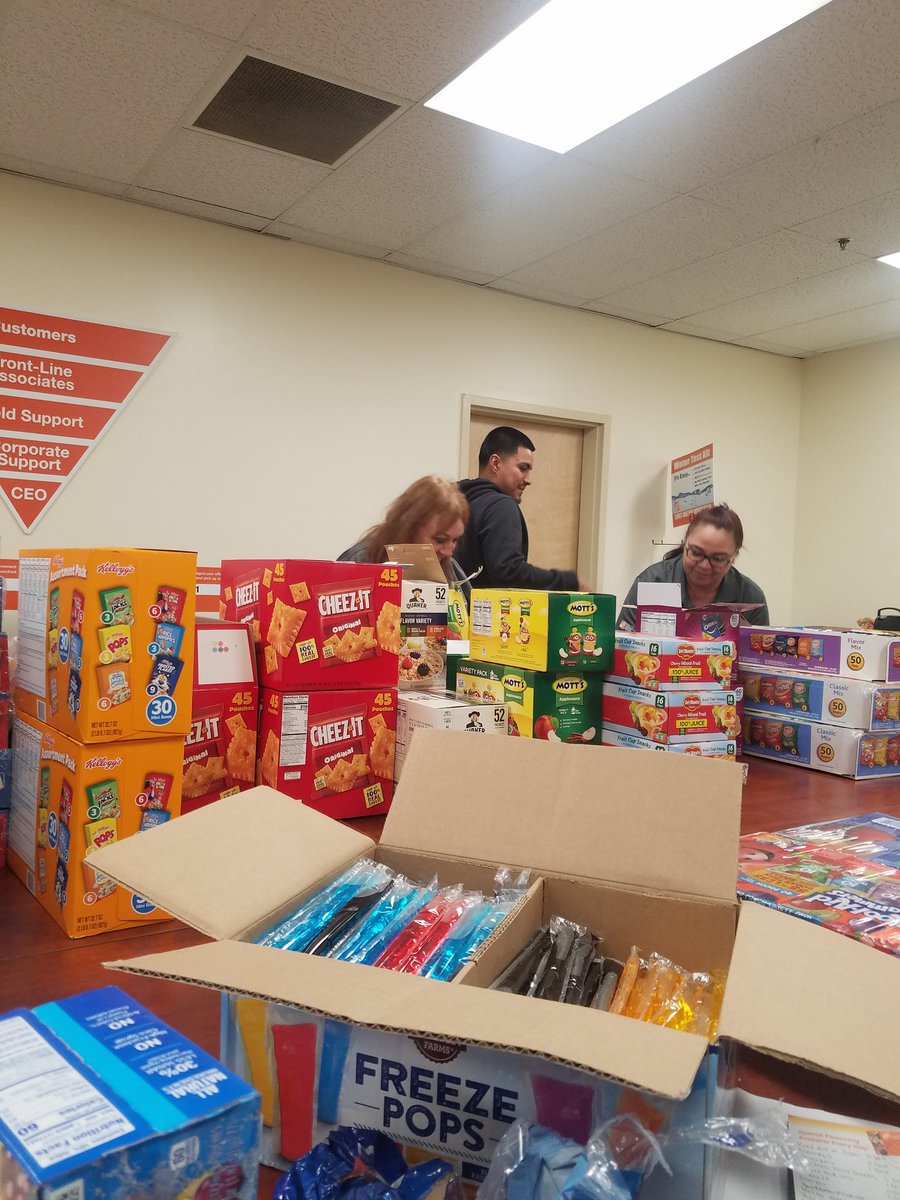 We love helping and supporting our team! Store 4648 making care packages for store associates! #d34pride #orangeatheart