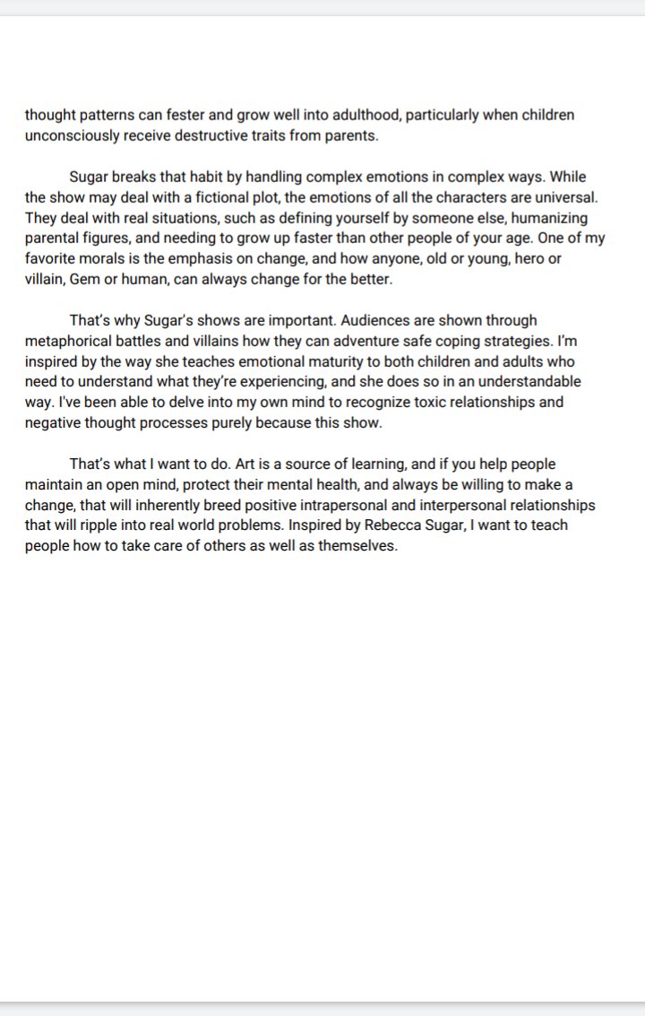 Casey_Endicott_'s tweet photo. In honor of the finale of #StevenUniverseFuture, I wanted to share to @rebeccasugar and @cartoonnetwork that I wrote my college essay about #StevenUniverse and how he taught me to be empathetic and kind. Thank you to everyone involved with this show. 💙 #CNWatchParty https://t.co/6ezZOnycLw