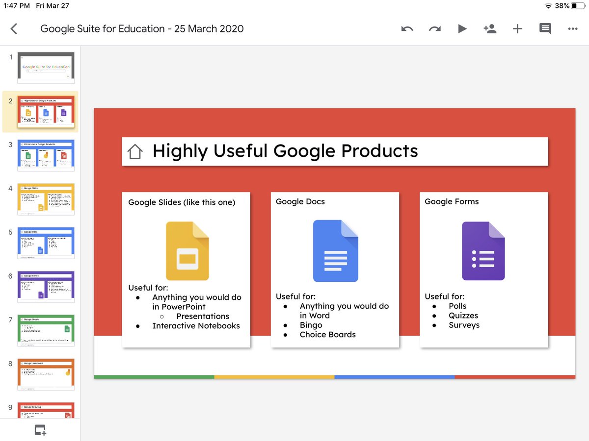 LizTeachesMath's tweet photo. Here is a peak at the presentation I gave on Wednesday. I used a template from @SlidesManiaSM and then edited the slide master to further customize it. I love creating this kind of material! #distancelearning #googleslides #creativeteacher #gafefsu https://t.co/iSp3Grtwl5