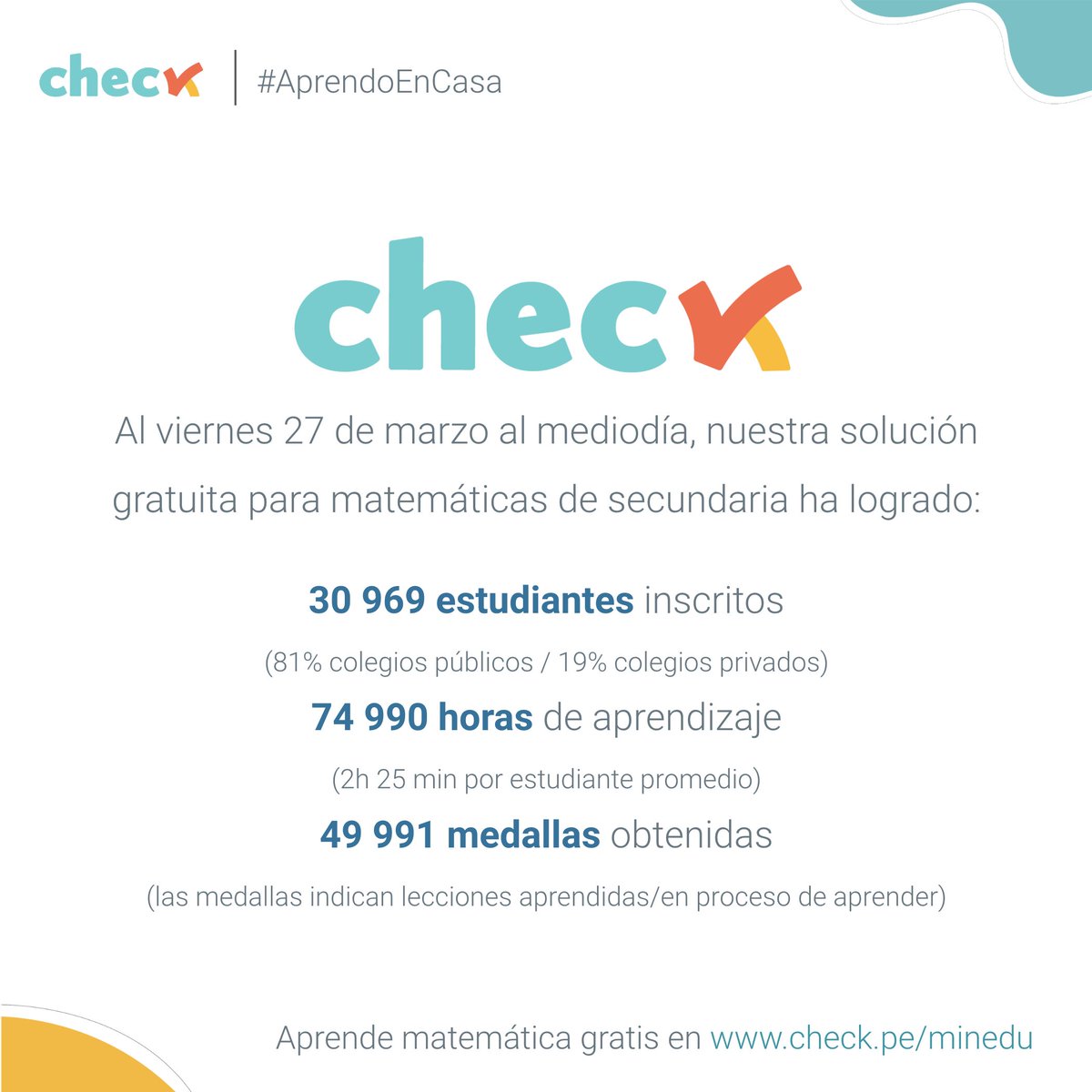 checksabe's tweet photo. #AprendoEnCasa Es un orgullo para todo nuestro equipo venir ayudando a más de 30 mil estudiantes en esta coyuntura tan complicada, totalmente gratis. 

En https://t.co/4riq0tit4w encontrarán una plataforma alineada a los Cuadernos de Trabajo de Minedu. ¡Ayúdanos a difundir! https://t.co/DD02qX8Elh