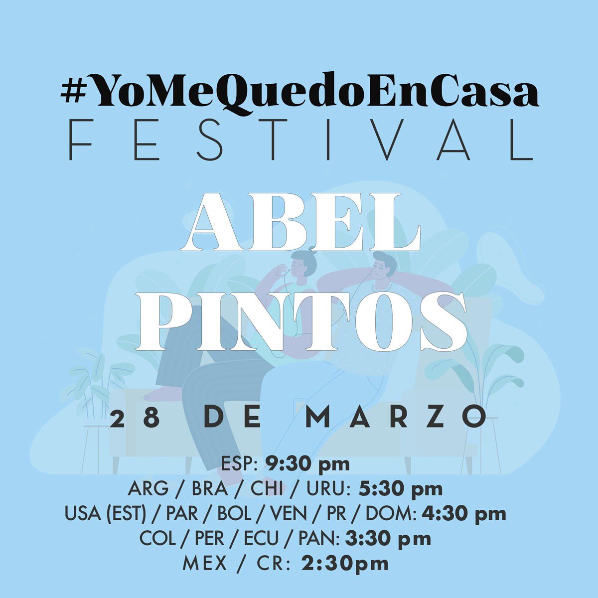 AbelPintos's tweet photo. En estos días la música, más que nunca, en nuestro abrazo. Están invitados a abrazarnos. 

📆 Sábado 28/3. 
📷 desde mi IG live
🎉 #YoMeQuedoEnCasaFestival España 🇪🇸

🏠 #DesdeCasaConMusica 🎶

✨ @YomequedoencasaFestival ✨ https://t.co/fp97PeH5TO