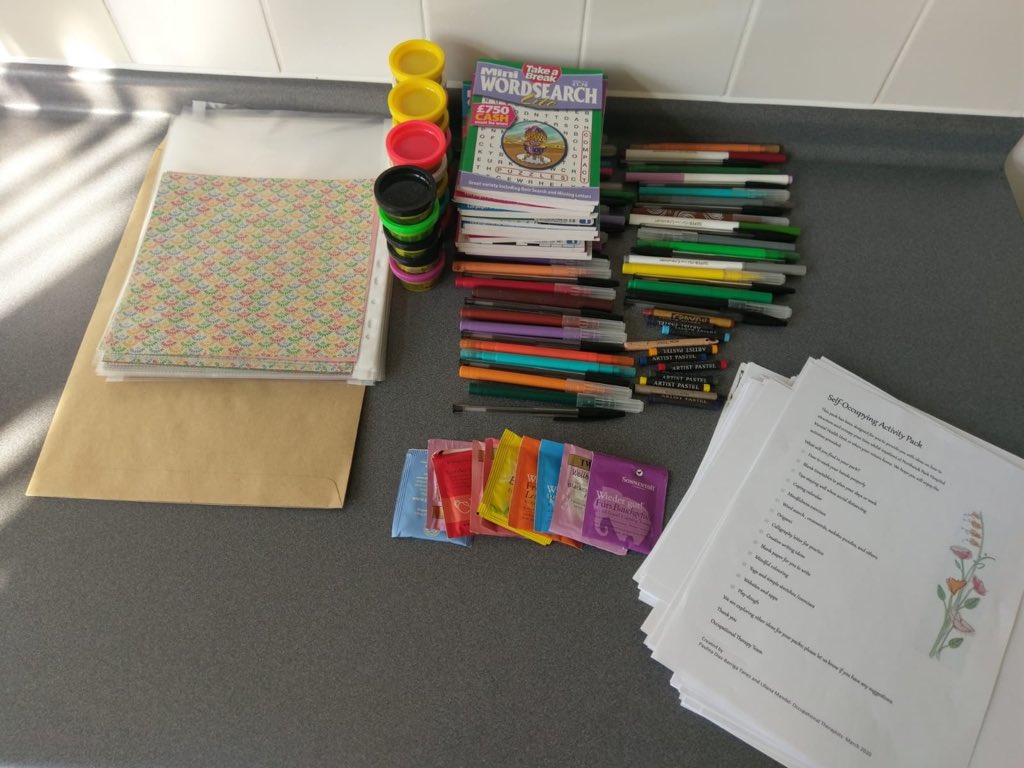 butterflylilly9's tweet photo. What a busy week! My lovely colleague @PauDBY worked extremely hard to design these amazing #selfOccupying packs to give to our patients during this difficult #selfisolating time. I am so proud of my #NHS colleagues, brave soldiers!!! #ThankYouNHS #HarrowOTs @emmakears 💜🌸🏡 https://t.co/wVkJgyElCG