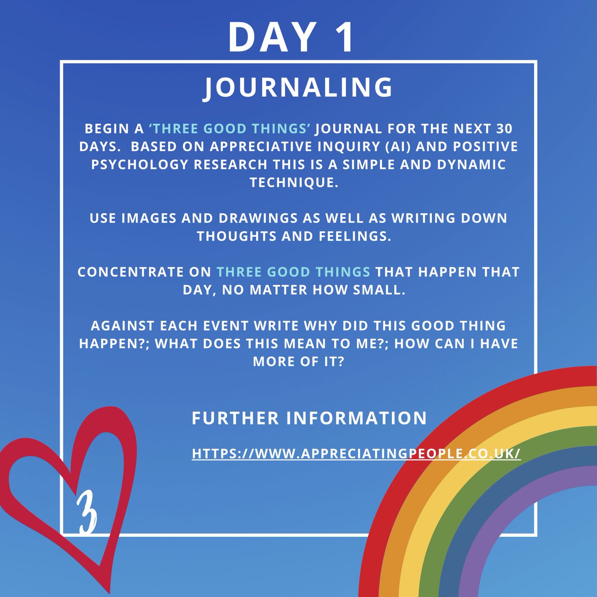 CV_UHB's tweet photo. Health service workers are ordinary people doing extraordinary things. Let’s start a 30 day journey together:

Day 1: Think of 3 things on the way home - this help improves your mood.

https://t.co/jcCYtFGxX2 #CAVcares https://t.co/mnRB6Hz2jd