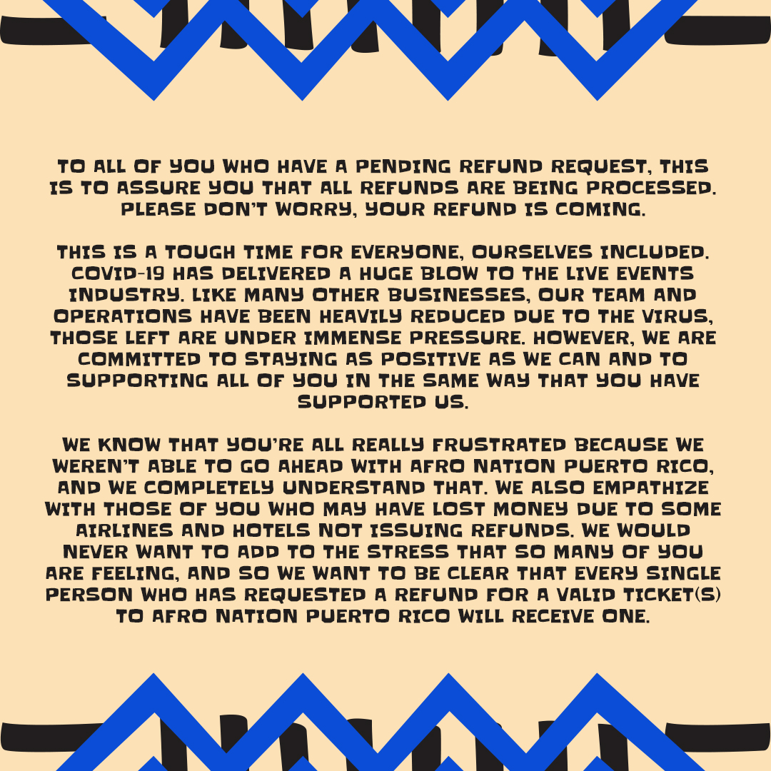 AfroNationPR's tweet photo. 🚨 IMPORTANT REFUND UPDATE 🚨 https://t.co/0K7T6H1rQo