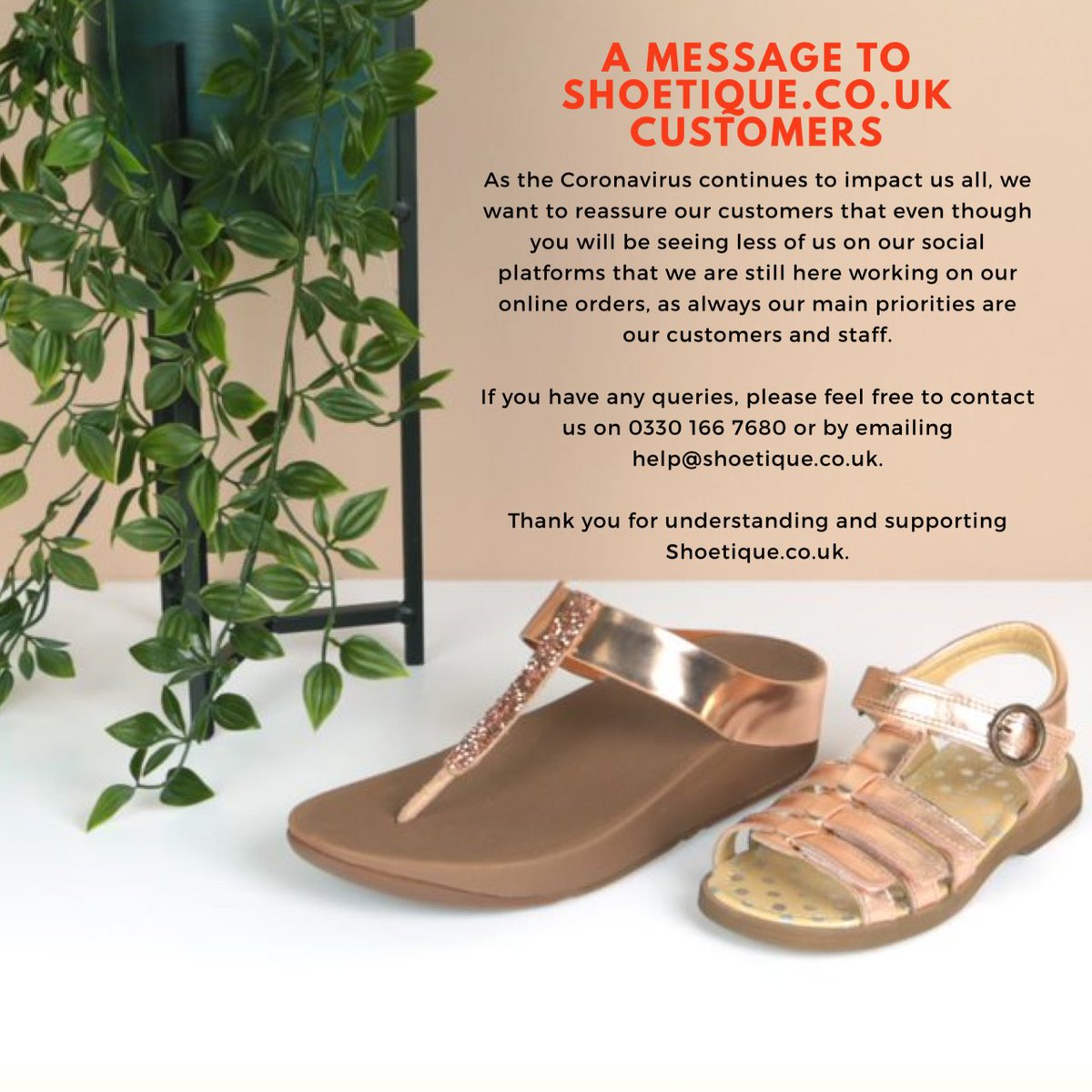 A message to all of our soo.nr/Ixjk customers. 

We want to take the time to reassure customers that we are operating as normal, even through you will be seeing less of us on our social media platforms.

Thank you for supporting soo.nr/FWMz. ♥️