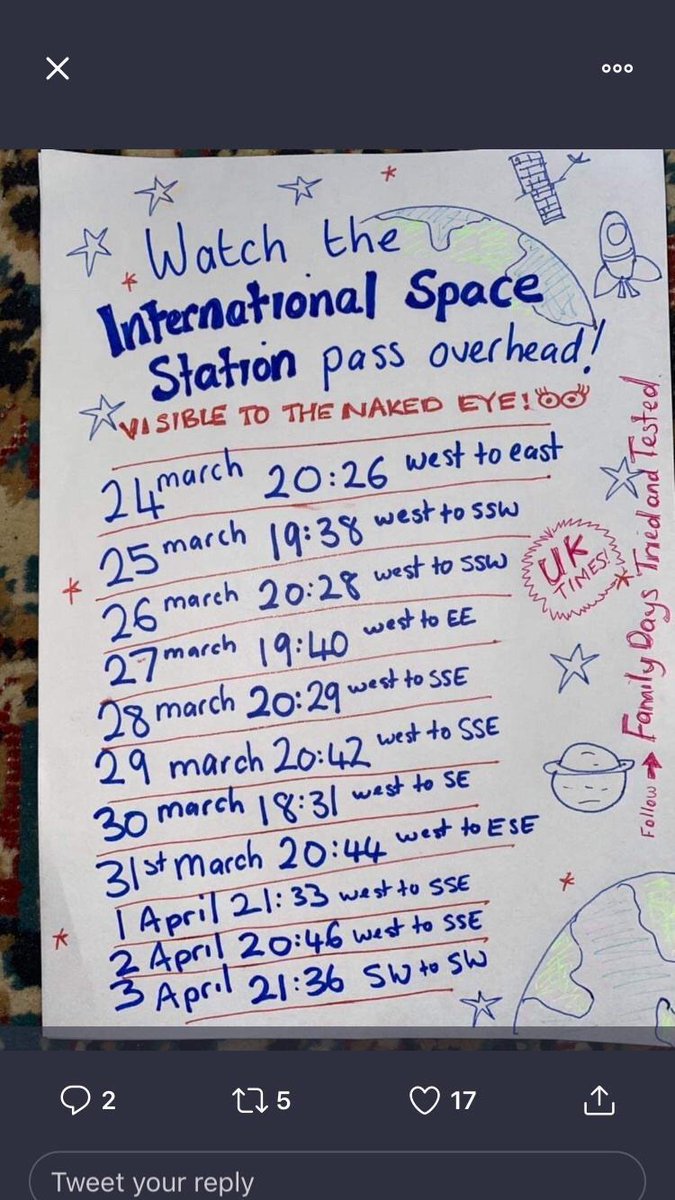 “When it rains look for rainbows, when it’s dark look for stars” Oscar Wilde. Join BHS trying to spot the space station in the night sky #BHSkeepsmiling