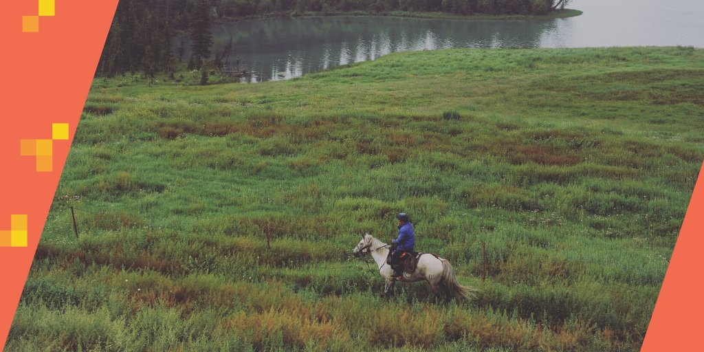 man on horse riding through field